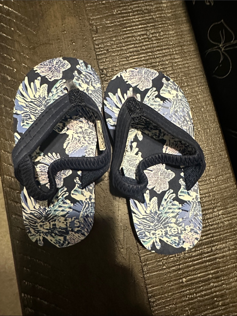Carter's Navy Floral Toddler Flip Flops